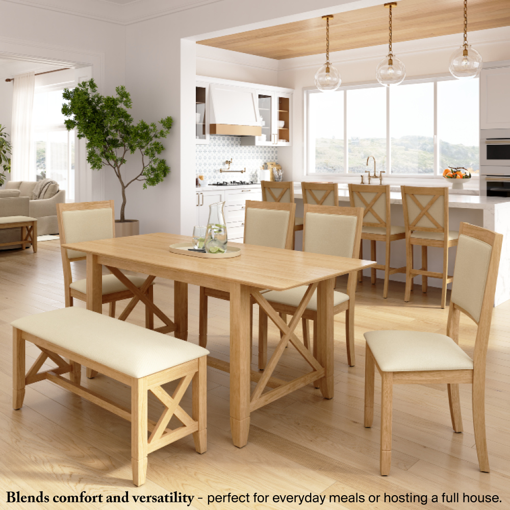 Shop Bush Home Key West 70W Cross Base Dining Table, Image 03, KWT01BO-03, #color_blonde oak