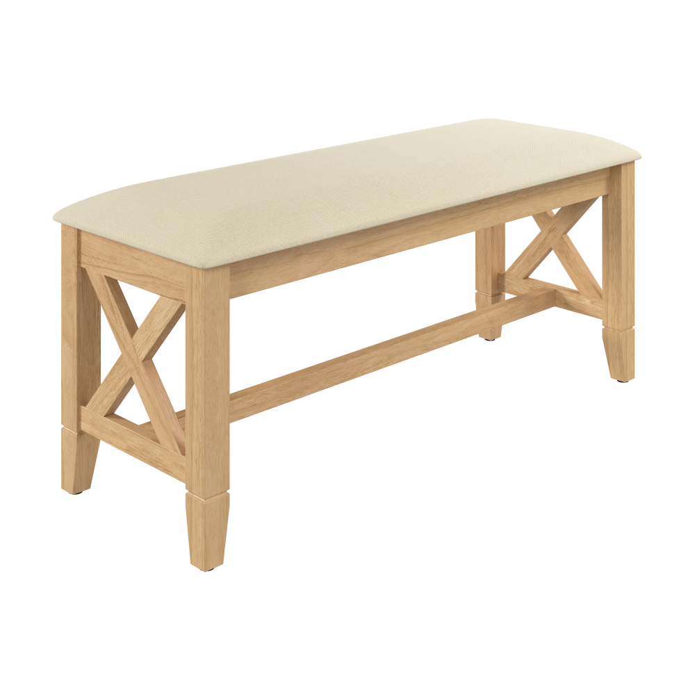 Shop Bush Home Key West 44W Upholstered Dining Bench, Image 02, KWCH03BO-03, #color_blonde oak/bright beige