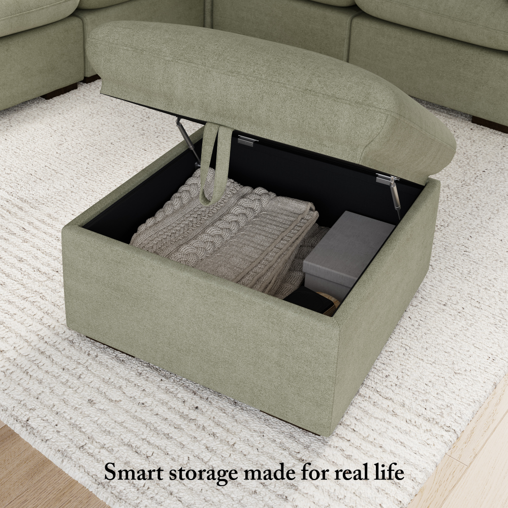 Shop Bush Home Sienna Modular 3-Seater Sectional with Storage Ottoman, Image 05, SNA011SGW, #color_soft green