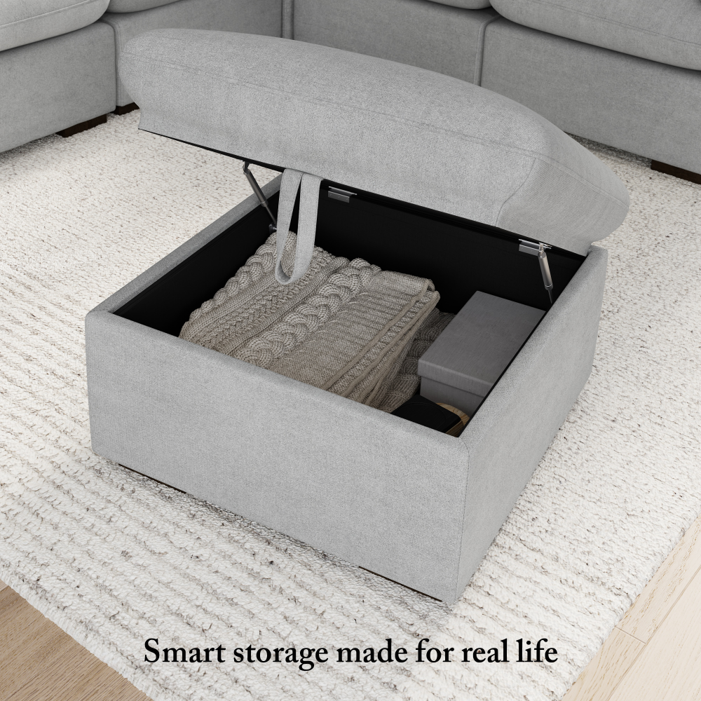 Shop Bush Home Sienna Modular 3-Seater Sectional with Storage Ottoman, Image 05, SNA011DGW, #color_dove gray
