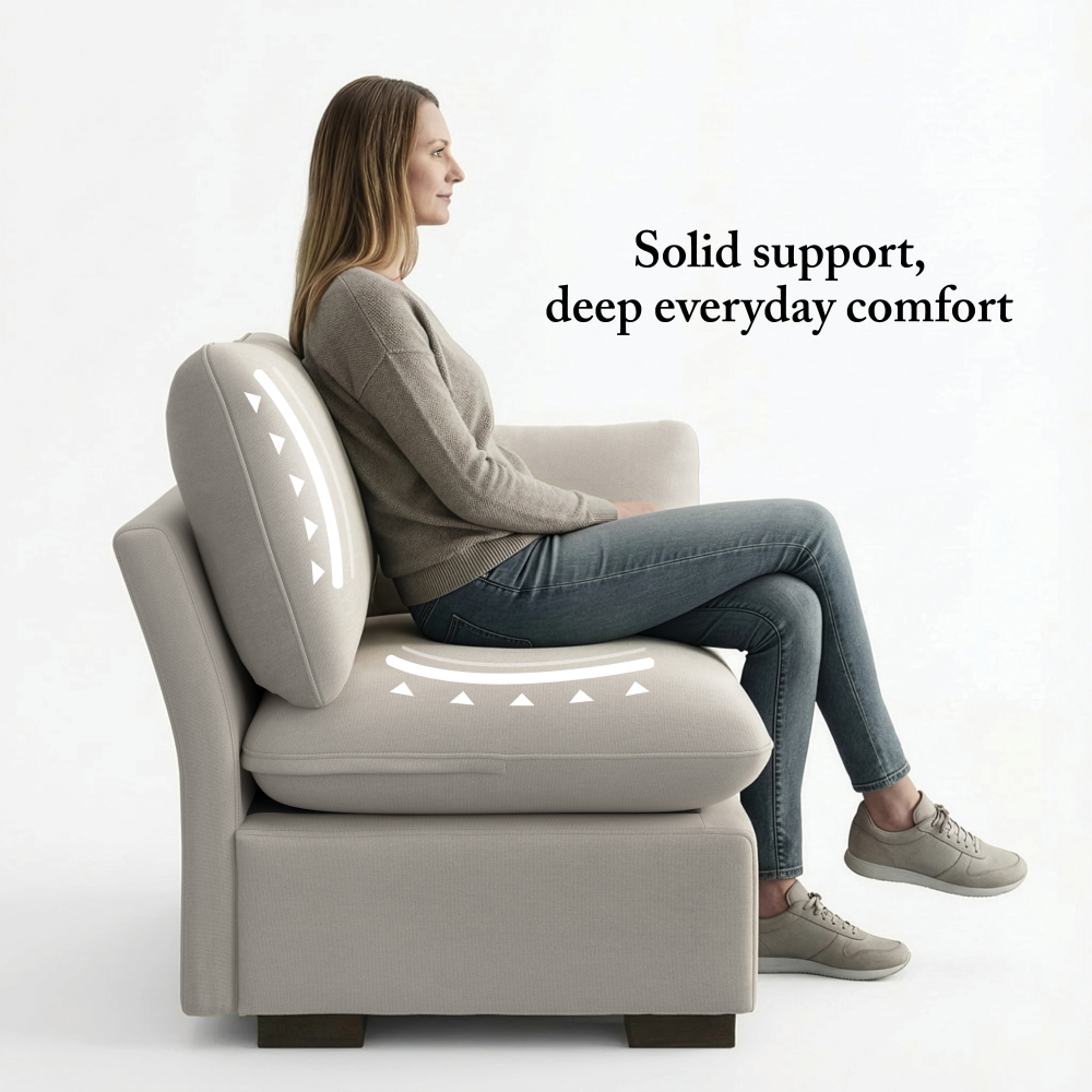 Shop Bush Home Sienna Modular 3-Seater Sectional with Storage Ottoman, Image 04, SNA011MTW, #color_mist taupe